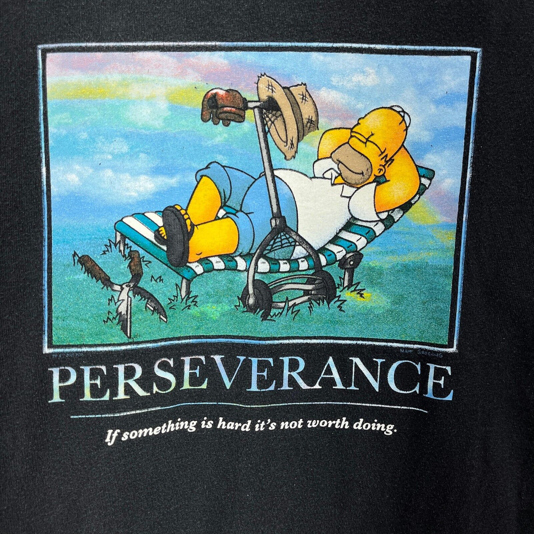 Vintage Homer Simpsons Perseverance If Something Is Hard Black T-shirt Size M