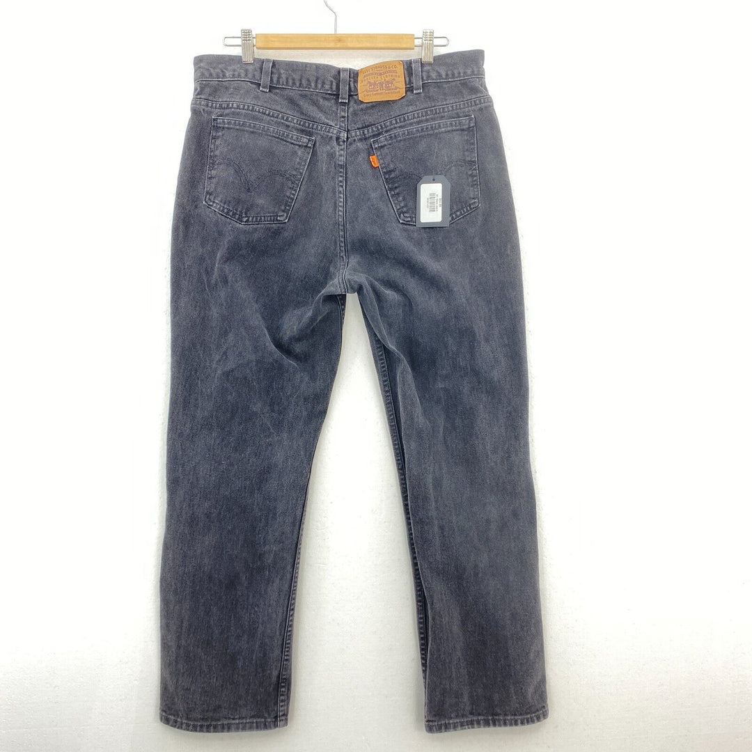 Levi's Orange Tab Faded Light Wash Black Straight Vintage Denim Jeans 35x29 80s