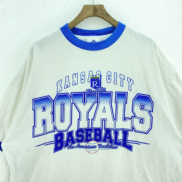 Vintage Kansas City Royals Baseball MLB 1996 Ringer White T-shirt Size XL