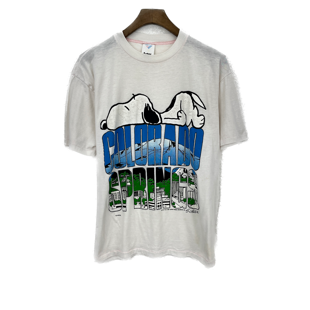 Vintage Colorado Springs 1958 Snoopy White T-shirt Size M Single Stitch