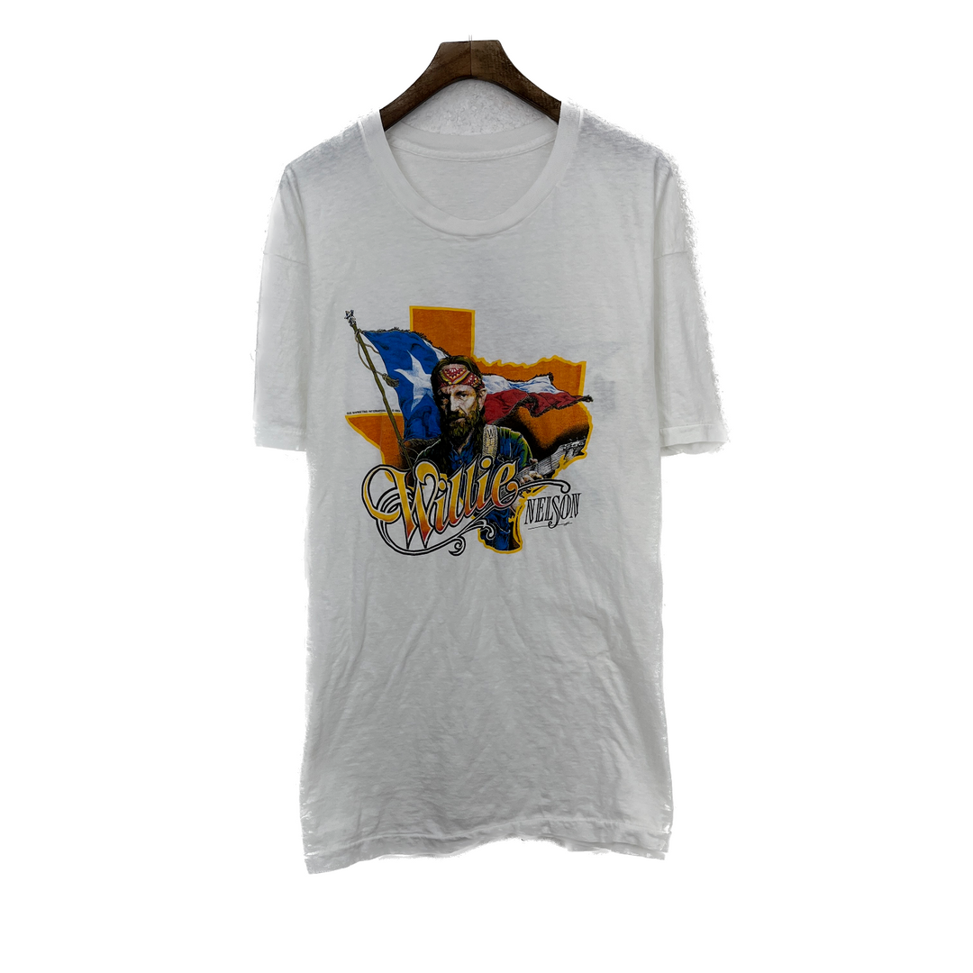 Vintage Willie Nelson 1984 On Tour White T-shirt Size 2XL