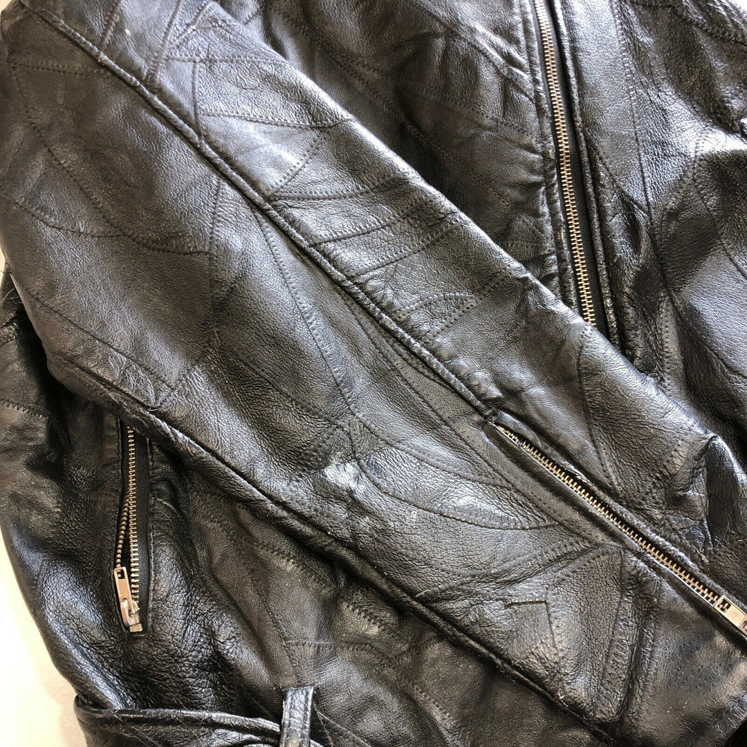 Vintage Leather Jacket Biker Motorcycle Size XL 90s