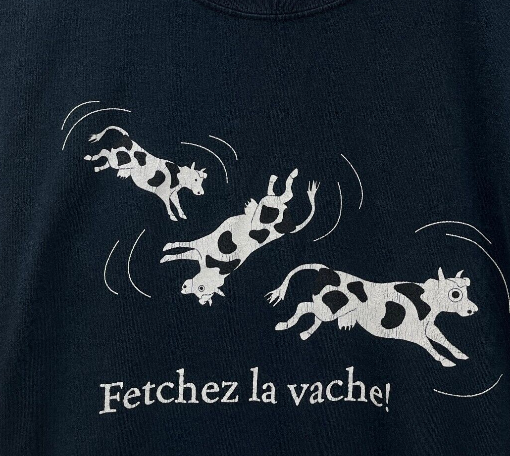 Vintage Fetchez La Vache Fetch The Cow Monty Python Movie T-shirt Black Size M