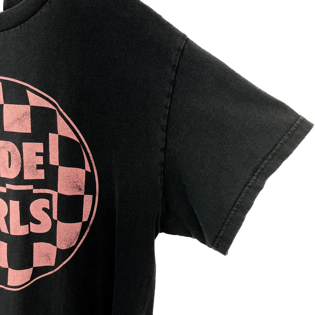 Vintage Rude Girls Checker Board Graphic Print Black T-shirt Size M