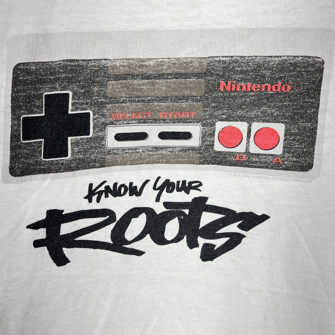 Vintage Know Your Roots Nintendo Game Controller Ringer White T-shirt Size S