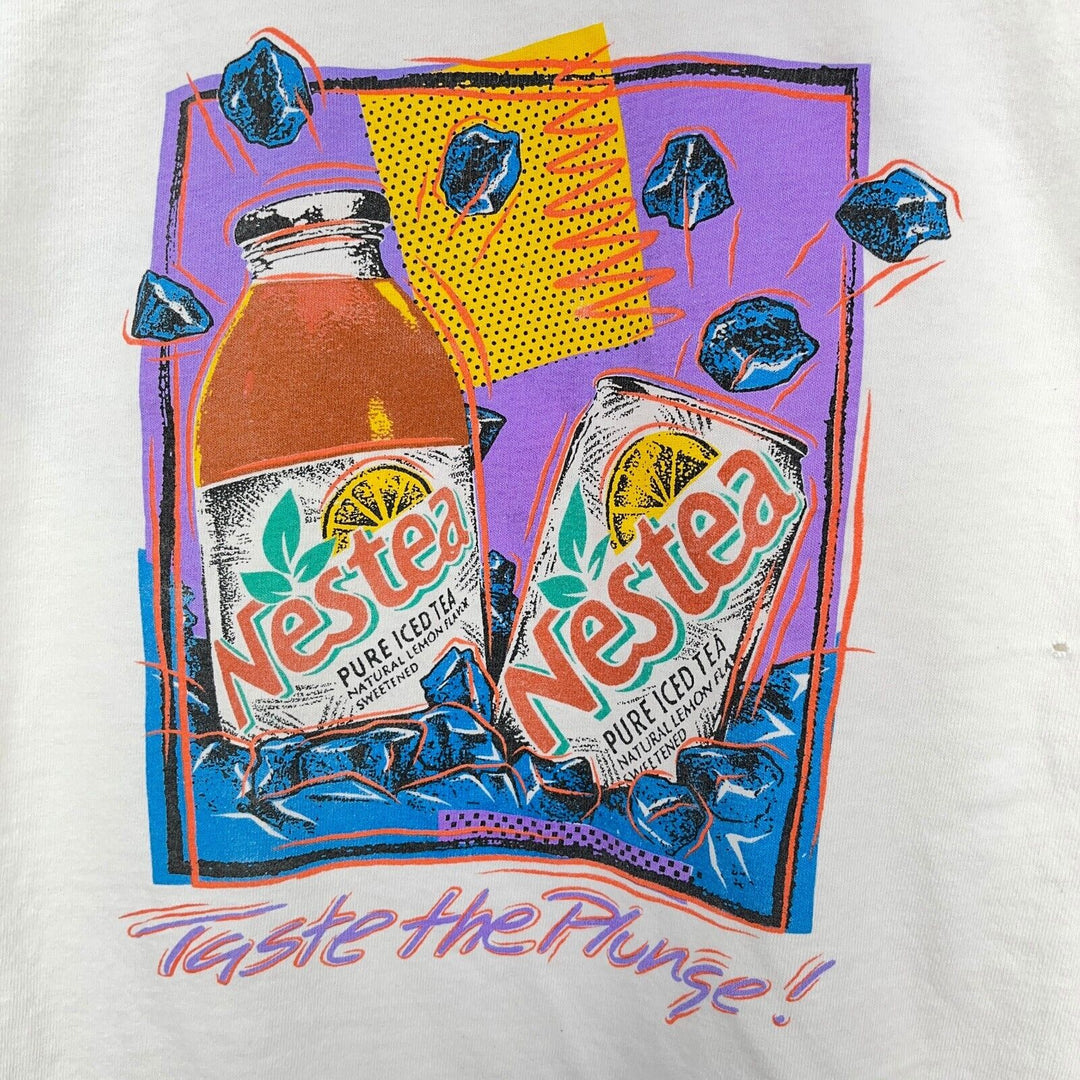 Vintage Nestea Taste The Plunge Ice Tea White T-shirt Size XL