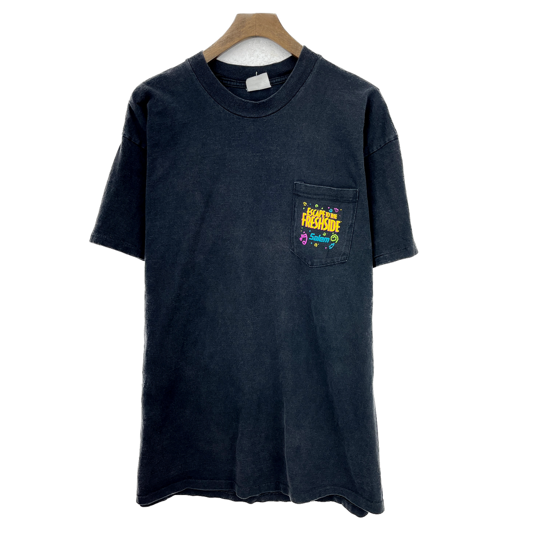 Vintage Salem Escape To The Fresh Side Single Pocket 1993 Black T-shirt Size XL