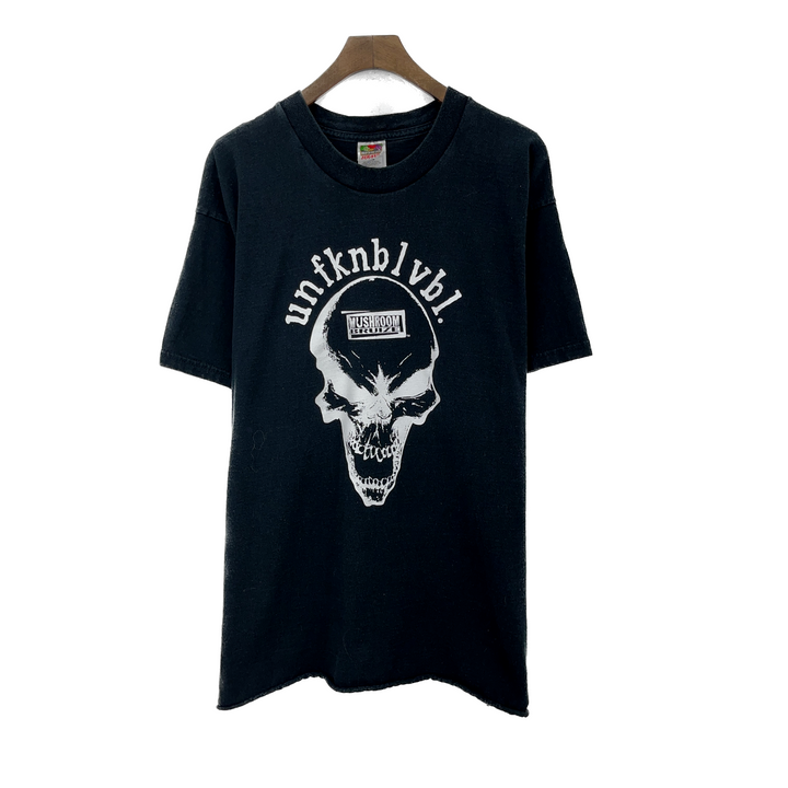 Vintage Unfknblvbl Mushroom Bruize Musician Skull Black T-shirt Size XL