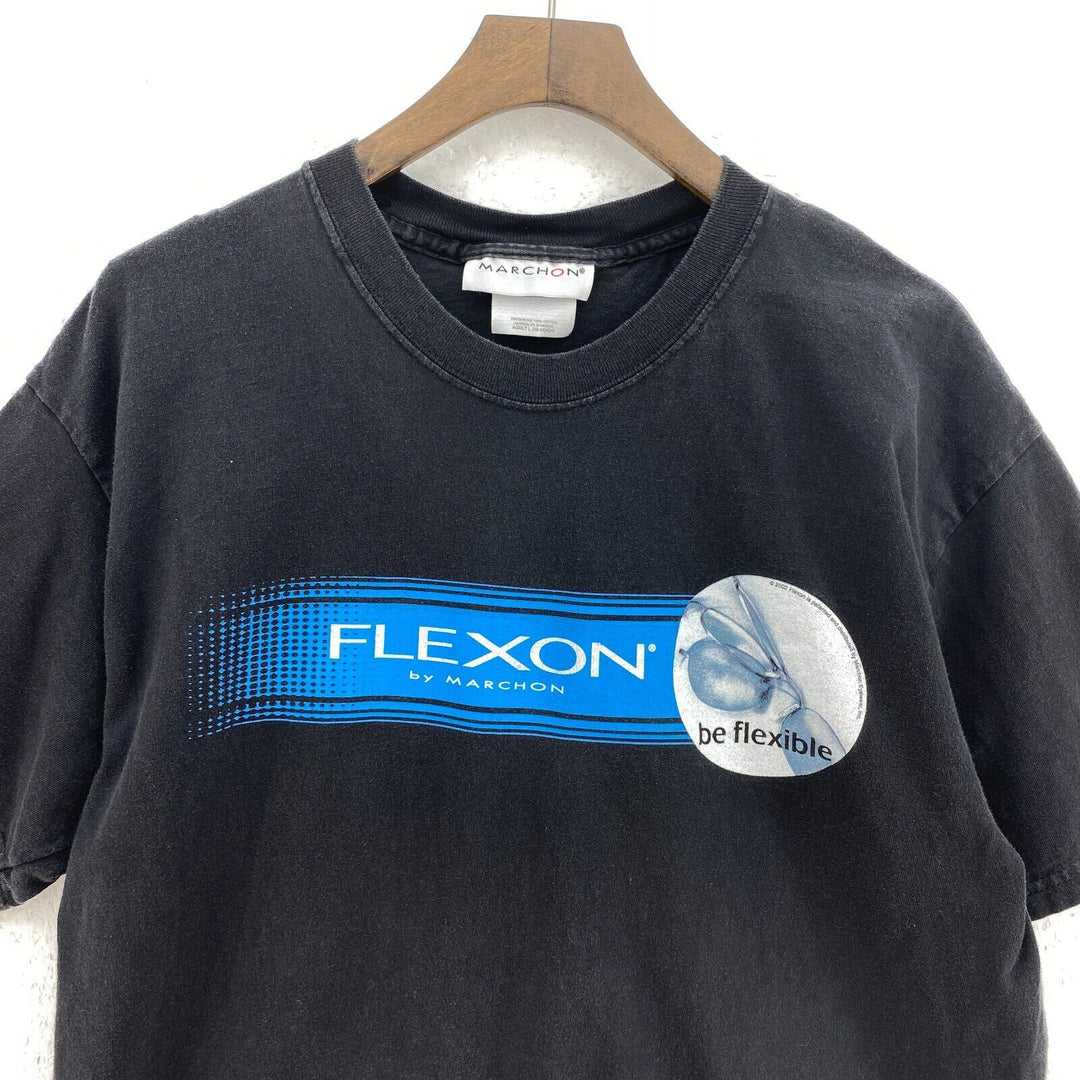 2002 Flexon By Marchon Be Flexible Eyewear Vintage Black T-shirt Size L