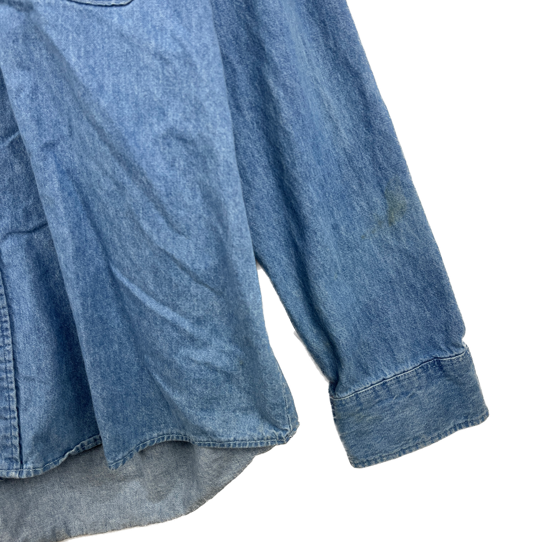 Vintage Reebok Coca Cola Denim Blue Button Up Shirt Size L