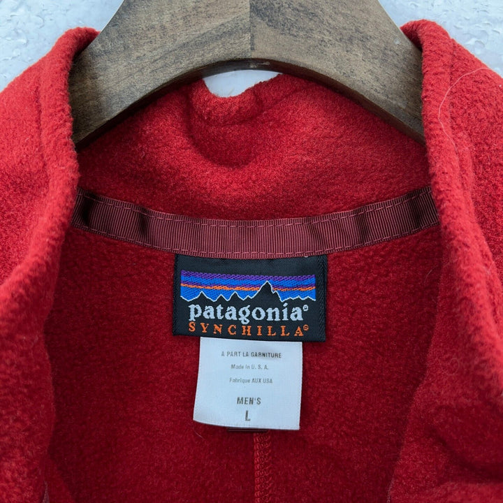 Vintage Patagonia Synchilla Full Zip Red Fleece Jacket Size L