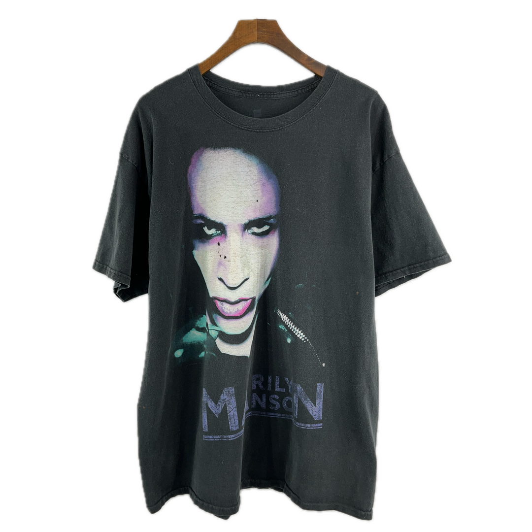 Vintage 90s Marilyn Manson Rock Band Graphic Printed T-shirt Size M Black