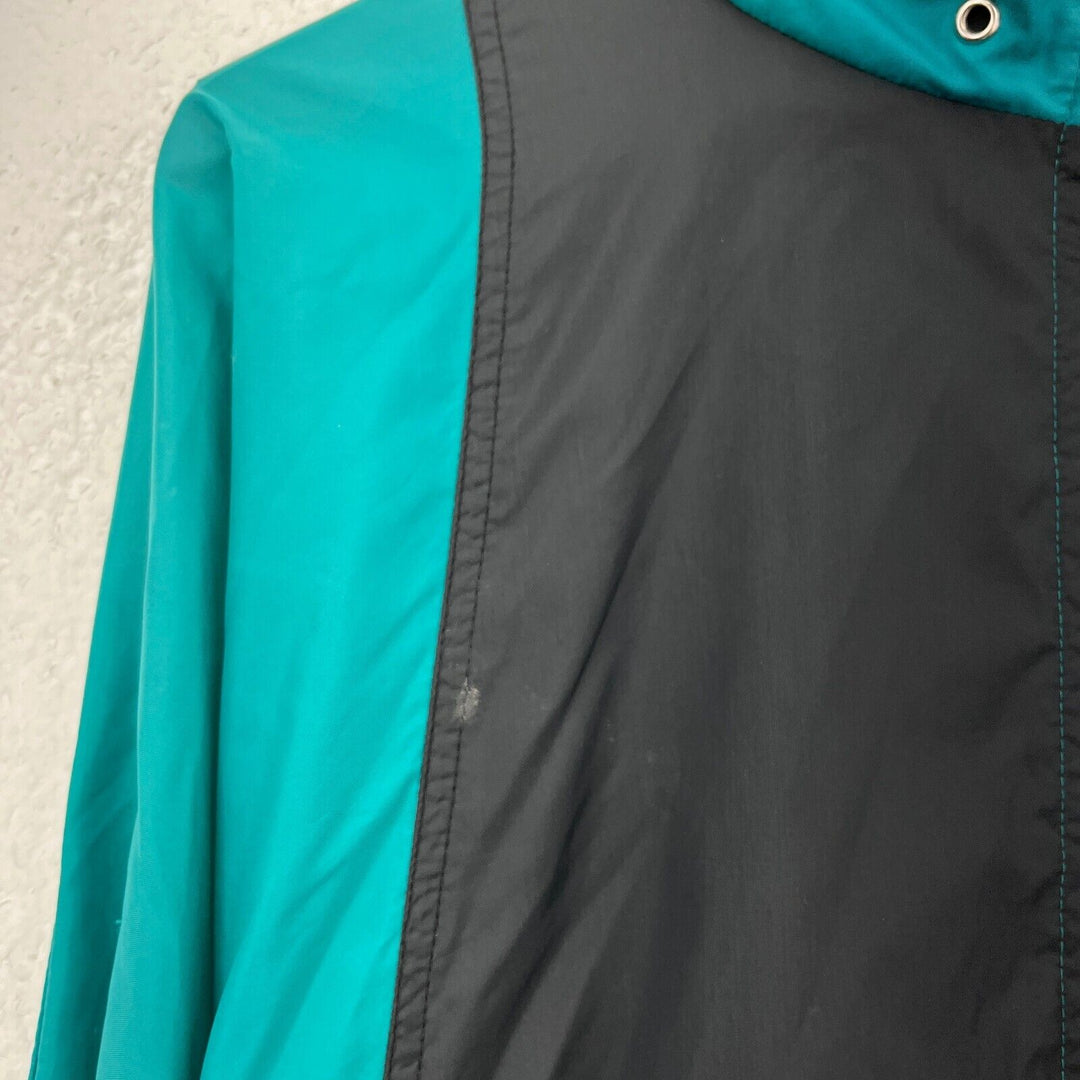 Vintage Nike Swoosh Logo Full Zip Teal Blue Black Windbreaker Jacket Size M