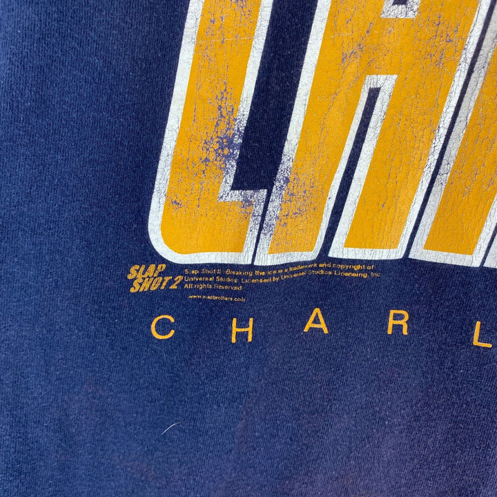 Slap Shot 2 Comedy Movie Charlestown Chiefs Navy Blue T-shirt Size M