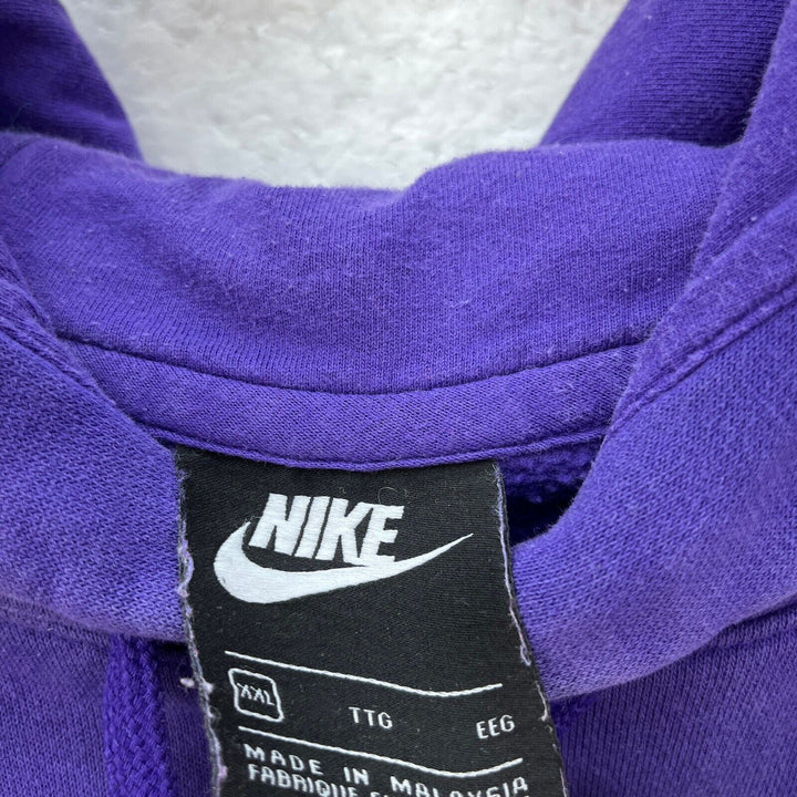 Nike Small Swoosh Embroidered Check Sweatshirt Hoodie Size 2XL Purple Y2K