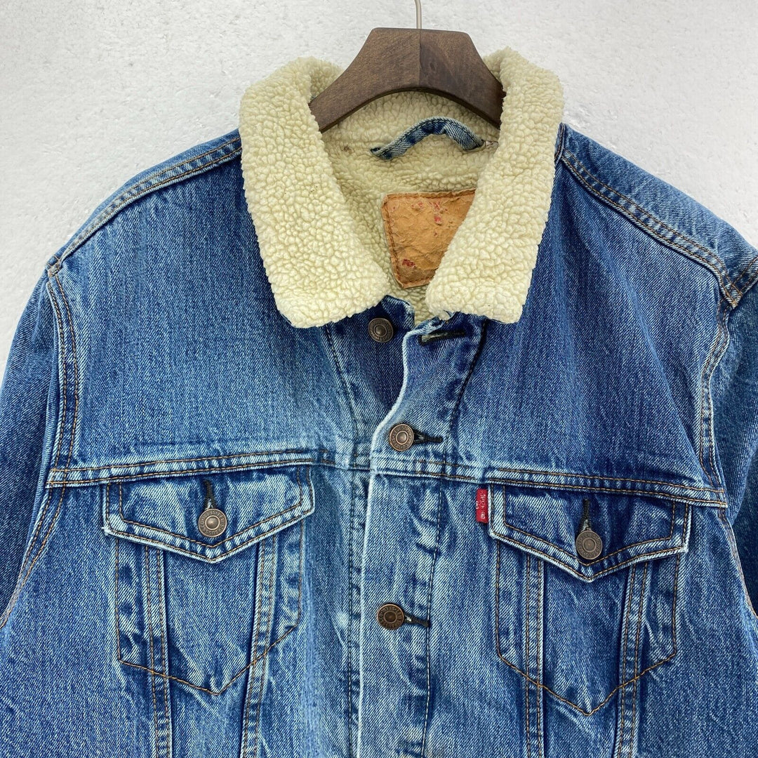 Vintage Levi Strauss Sherpa Lined Blue Denim Jacket Size M