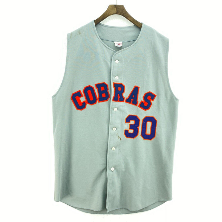 Vintage Keystone School Cobras #30 Gray Sleeveless Baseball 80s Jersey Size L