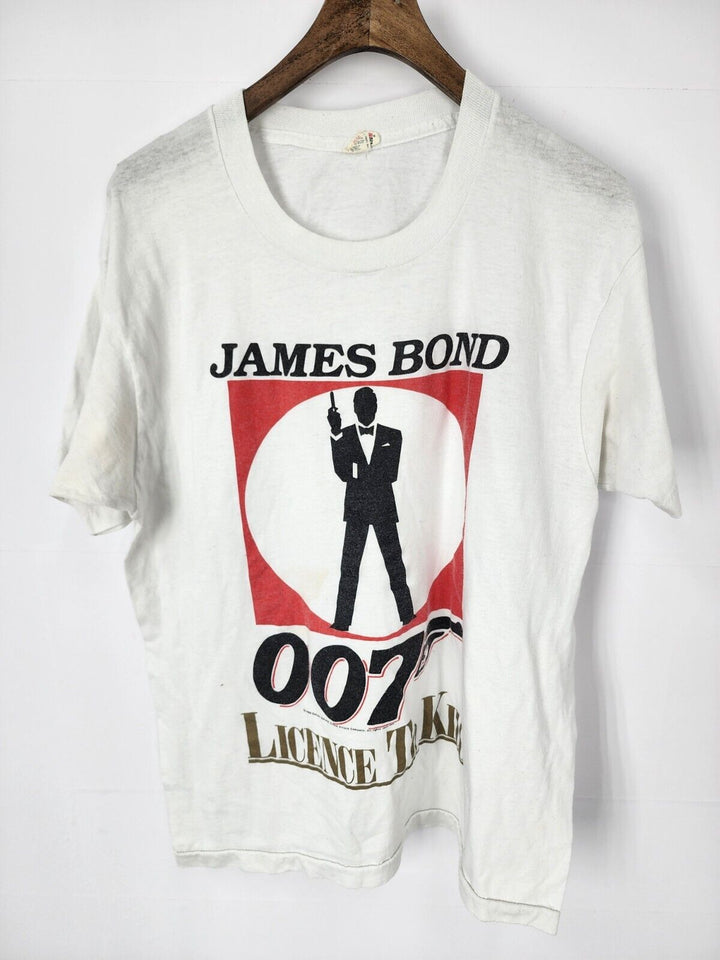 Vintage 1988 James Bond 007 License to Kill Movie Promo T-shirt White