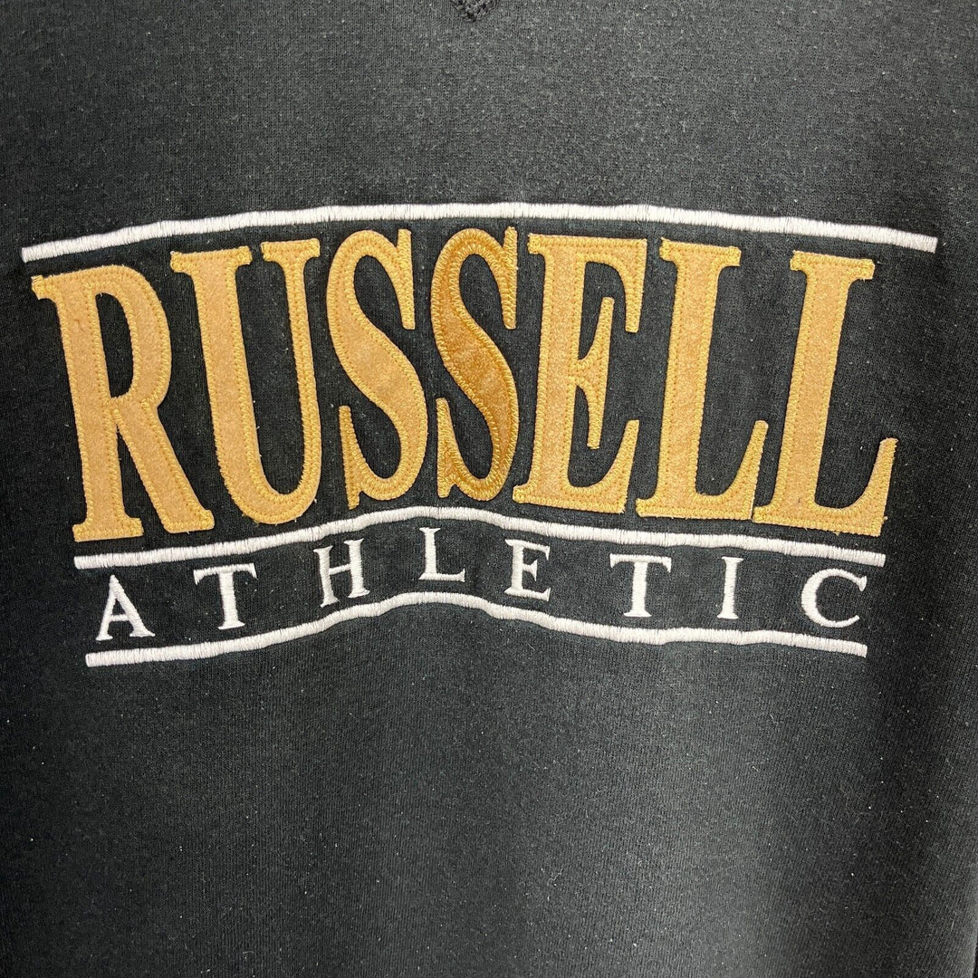 Vintage Russell Athletic Spell Out Logo Black T-shirt Size XL