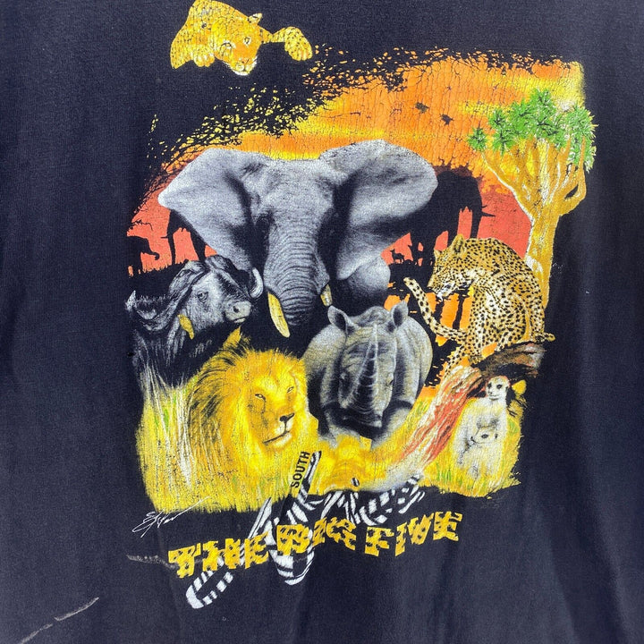 Vintage South Africa Wildlife Nature Black T-shirt Size XL