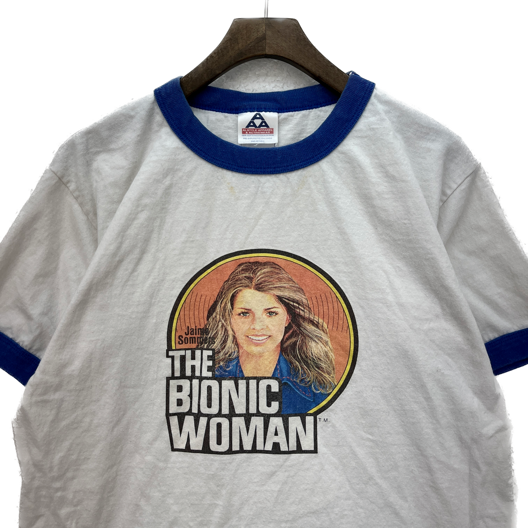 Vintage The Bionic Woman Jaimme Sommers TV Show Ringer White T-shirt Size M