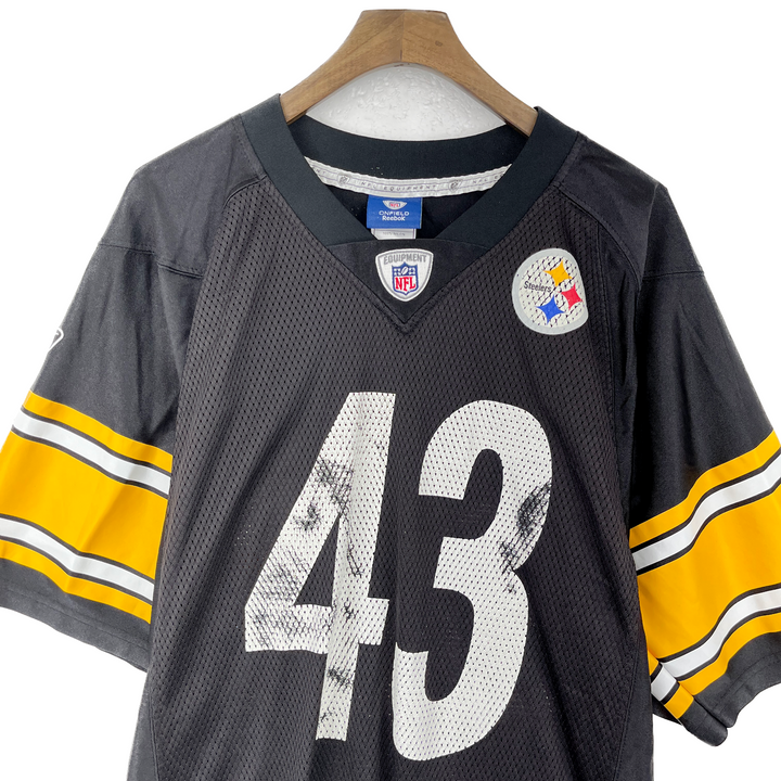 Vintage Reebok Pittsburgh Steelers #43 Polamalu Black Jersey Size S