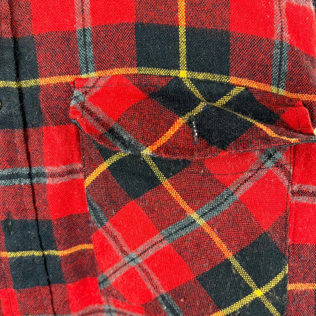 Vintage Button Up Checked Red Shirt Jacket Size XL Double Pocket