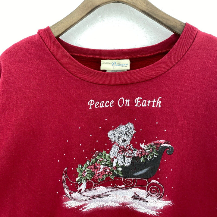 Peace On Earth Red Vintage Sweatshirt Size XL Crewneck