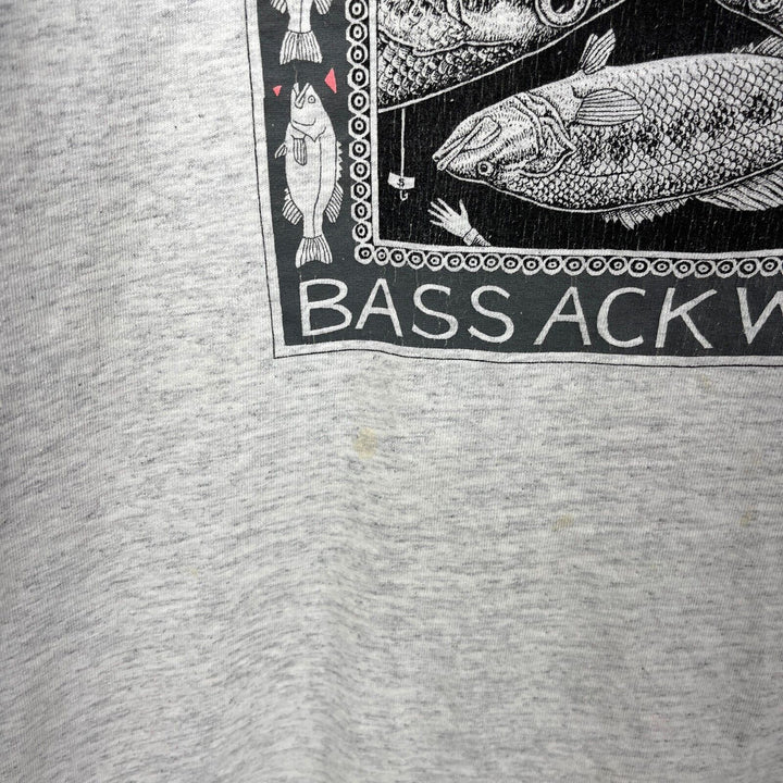 Vintage Ray Troll 88 Fish Bass Ack Wards 1988 Gray T-shirt Size XL Single Stitch