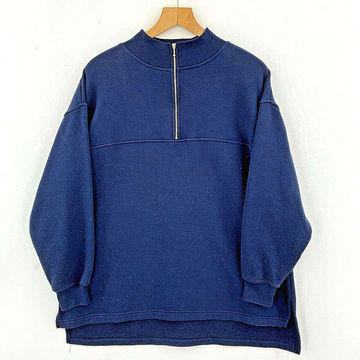 Vintage 1/4 Zip Sweatshirt Pullover Size M 90s Blue