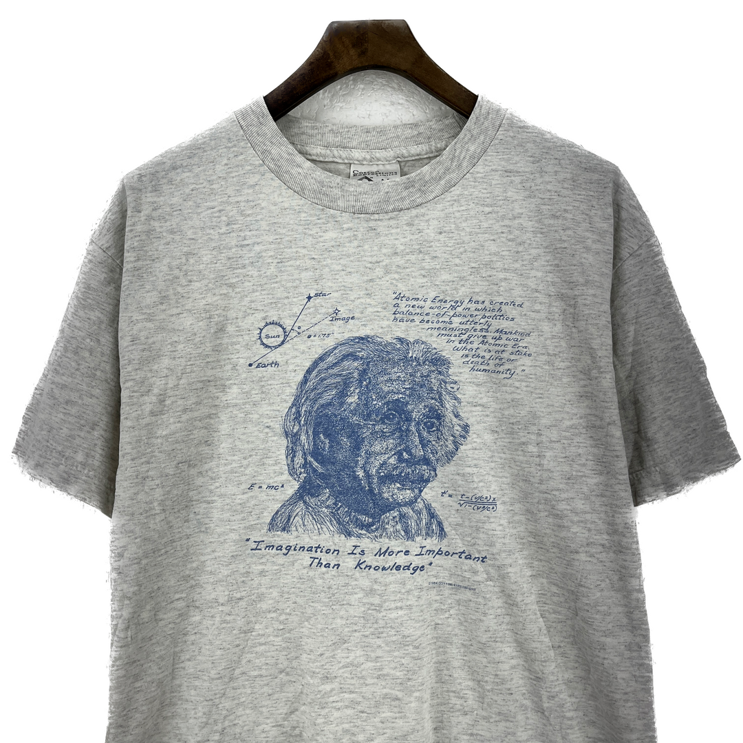 Vintage Albert Einstein Art Imagination Is More Important T-Shirt Gray M