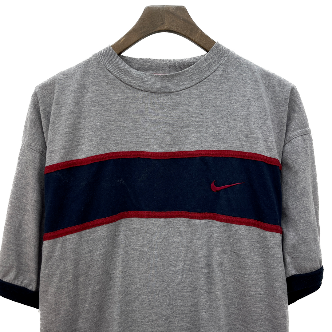 Vintage Nike Spellout Men's Embroidered Swoosh Logo Gray T-Shirt Size S