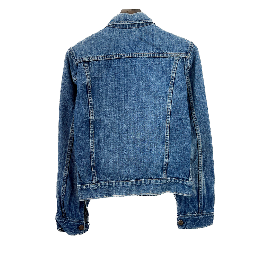 Vintage Jc Penny Denim Trucker Jacket Dark Wash Blue Button Up Size M