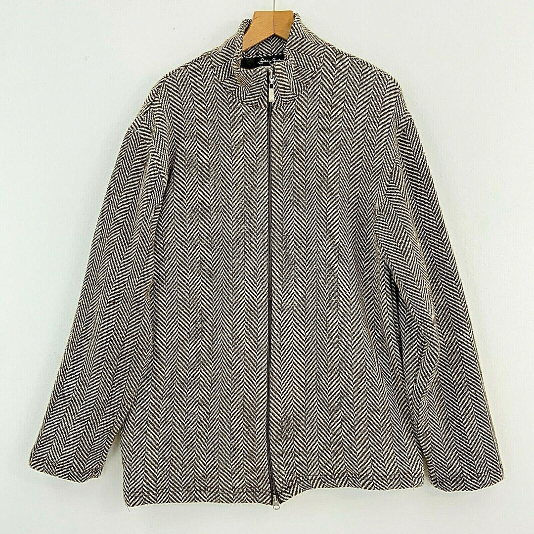 Sean John Herringbone Pattern Wool Coat Jacket Women's Size XL