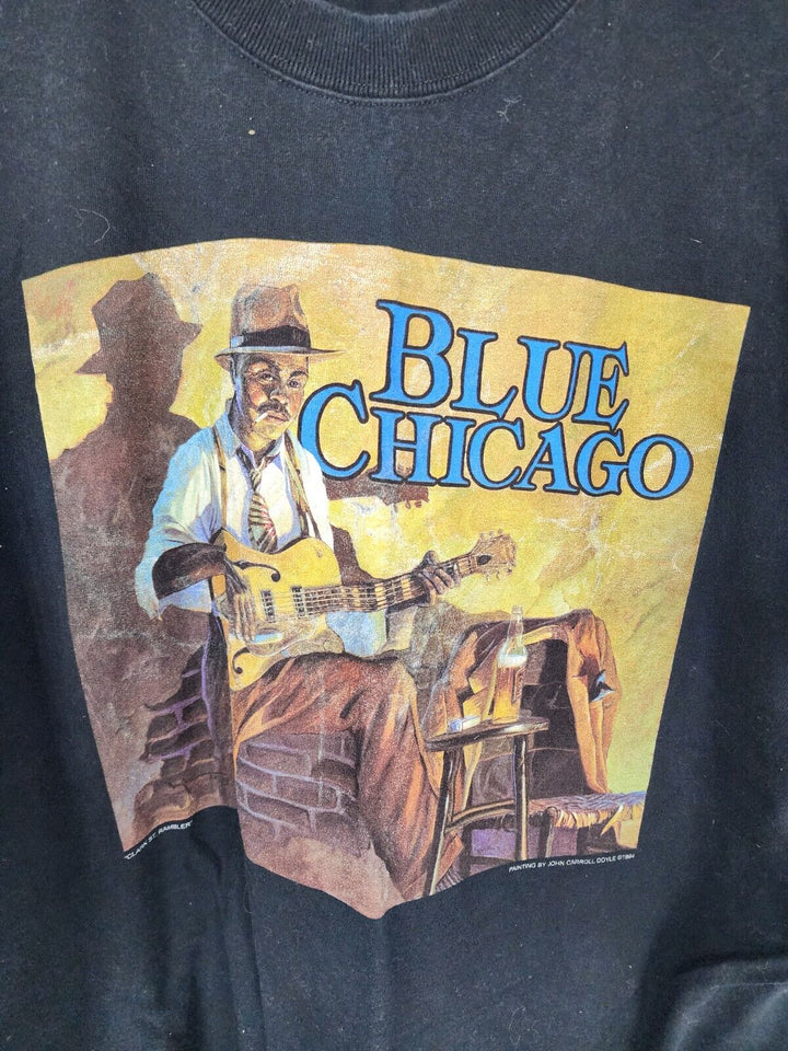 Vintage Blue Chicago - 1994 (John Carroll Doyle) - Black Shirt - Size XXL