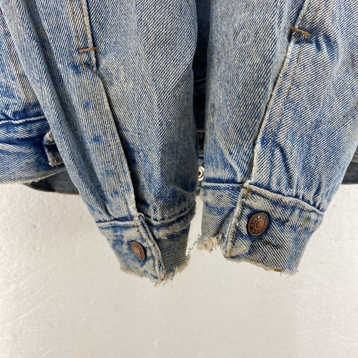 Vintage Sherpa Denim Jacket Size M Blue Medium Wash Button Up