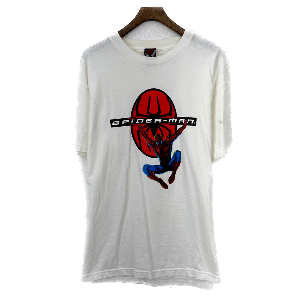 Vintage Spider Man Movie Graphic Print White T-shirt Size L