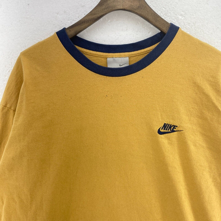 Nike Logo Swoosh Yellow Long Sleeve T-shirt Size L