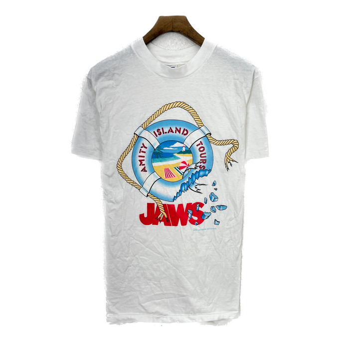 Vintage Jaws Movie Tours 1989 White T-shirt Size M Single Stitch