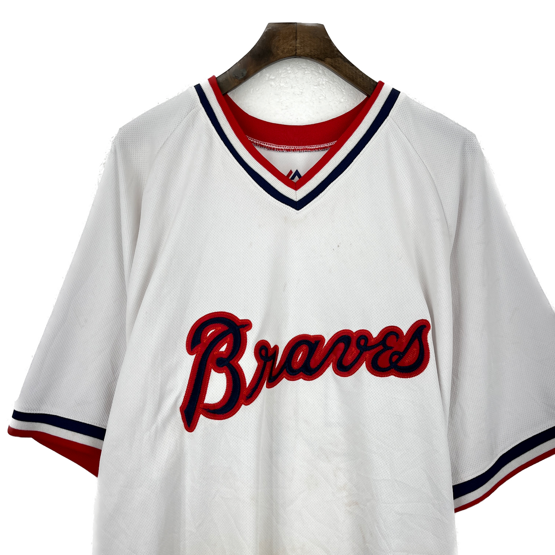 Vintage Atlanta Braves V-Neck #37 White Jersey Size XL