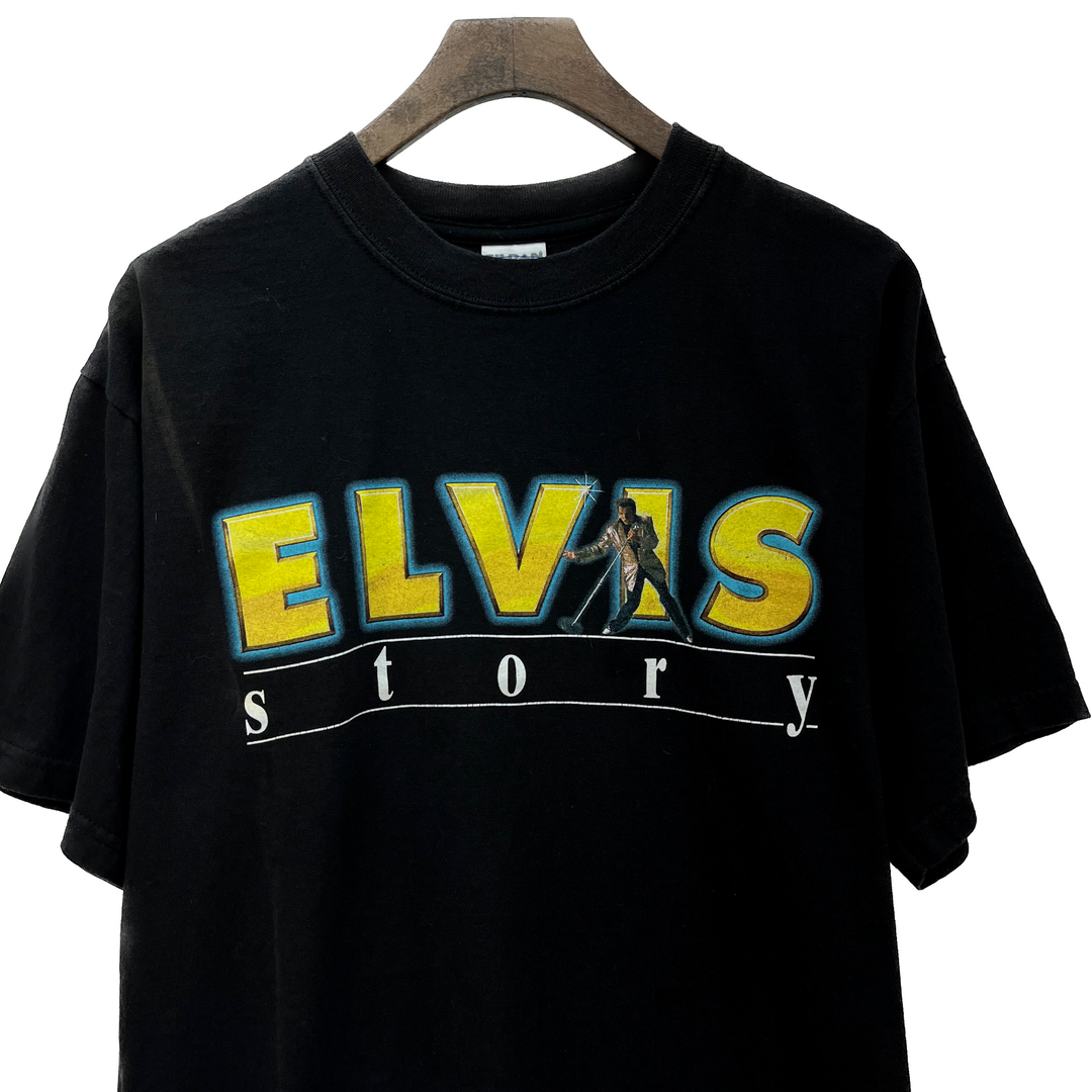 Elvis Presley The Legend Story Men T-shirt Black Cotton Size M