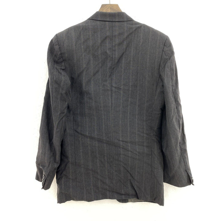 Vintage Pin Stripe 2 Button Gray Blazer Jacket Size L Slim Fit