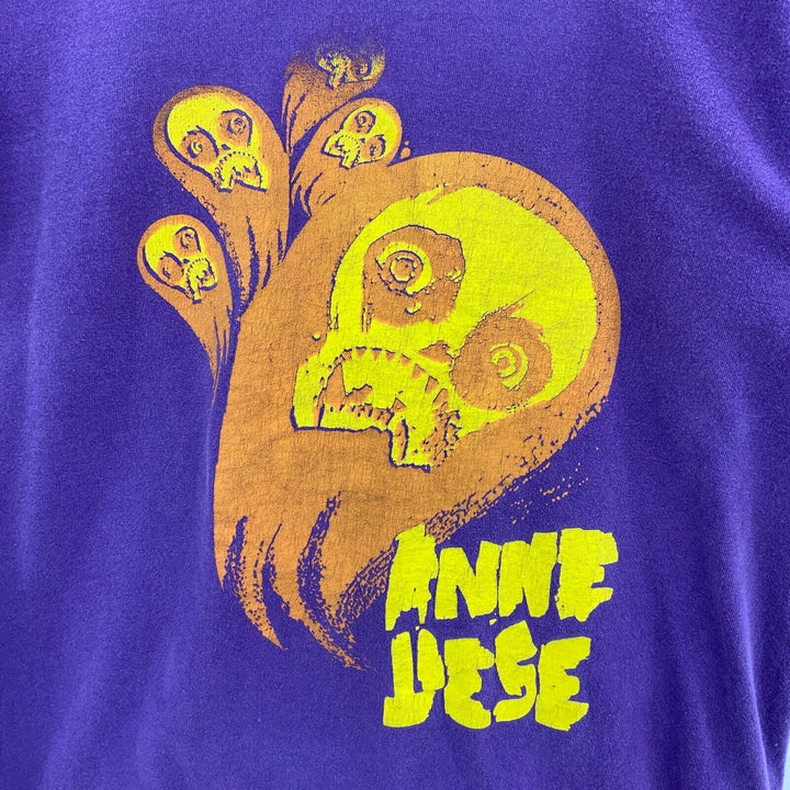 Skull Fireballs Vintage Purple T-shirt Size M Single Stitch 90s