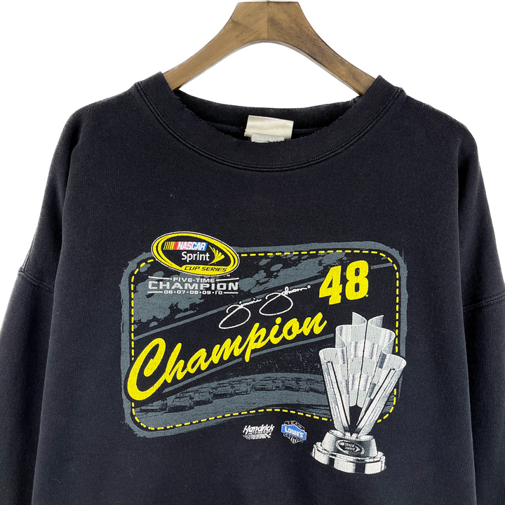 Vintage Chase Nascar Champion Jimmie Johnson Black Sweatshirt Size 2XL