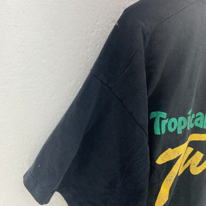 Vintage Tropicana Twister Orange Juice Logo Black T-shirt Size XL Single Stitch