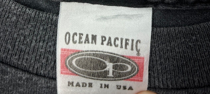 Vintage Ocean Pacific Logo 80s Black T-shirt Size 3XL