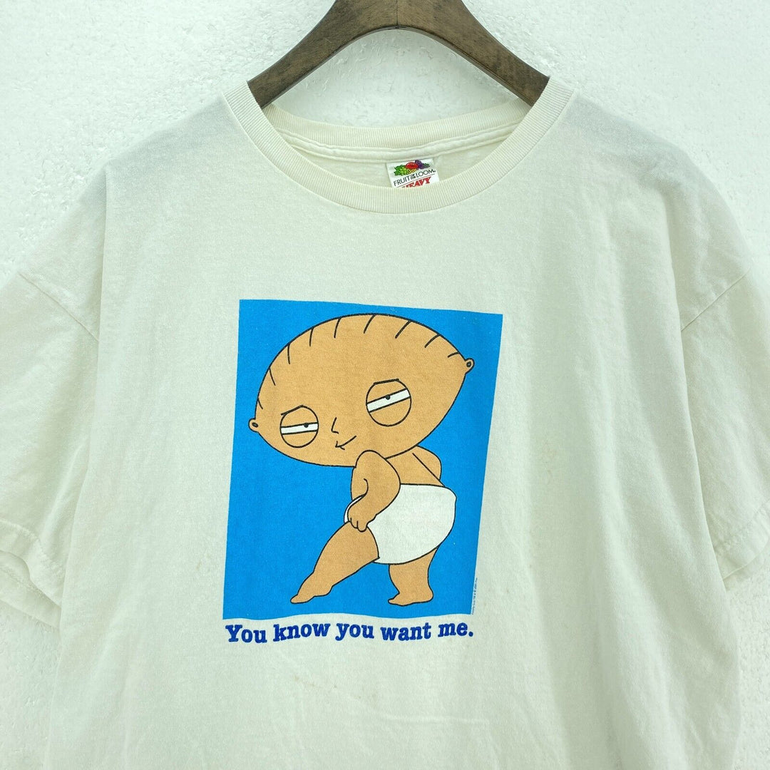 2005 Family Guy Stewie You Know You Want Me White T-shirt Size L