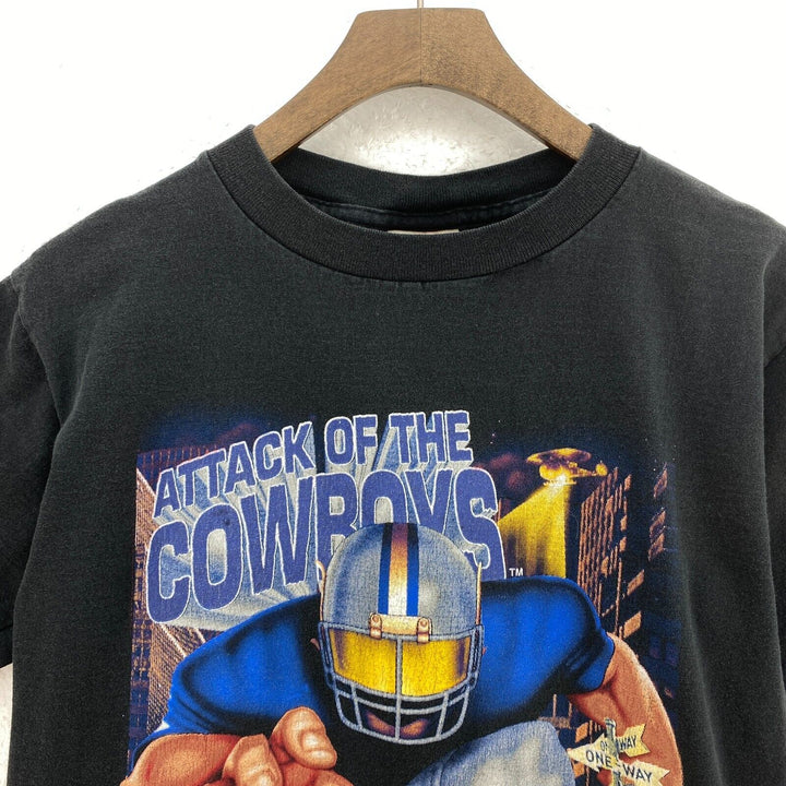 Vintage Nutmeg Dallas Cowboys 1995 NFL Black T-shirt Size L Kids