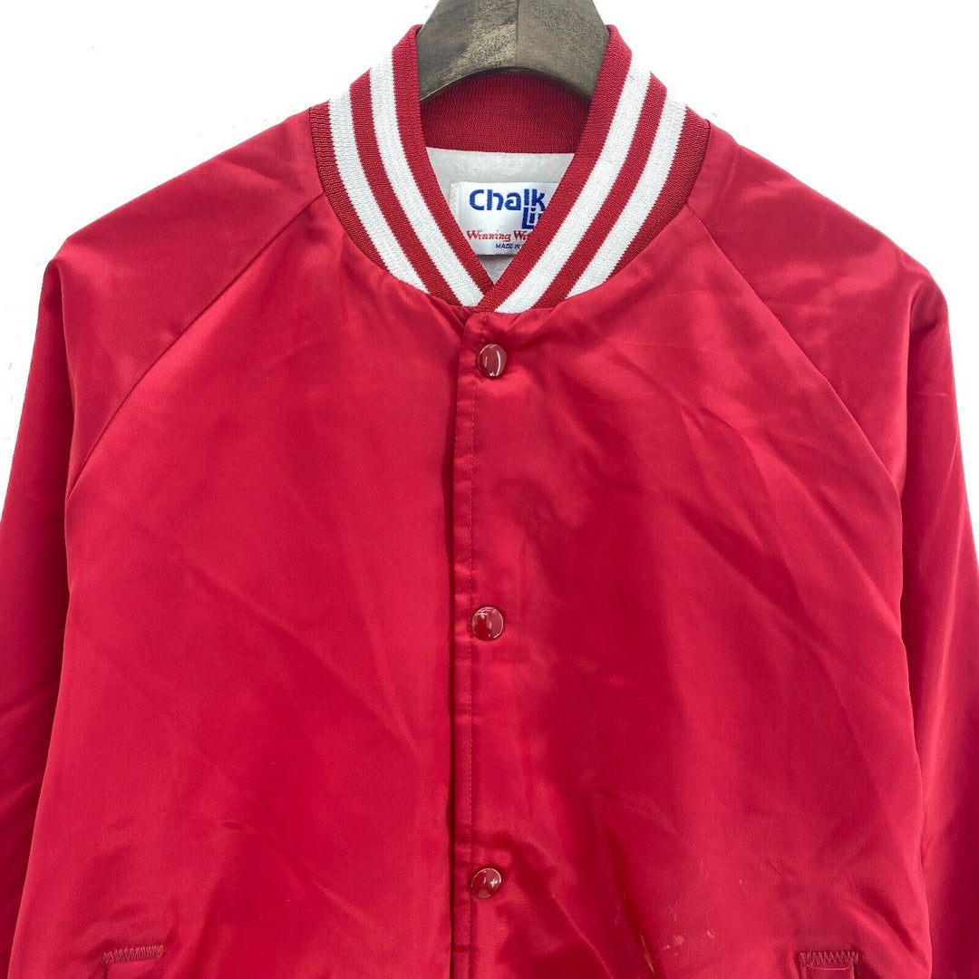 Vintage Red Bomber Jacket Mtn View Spell Out Size M