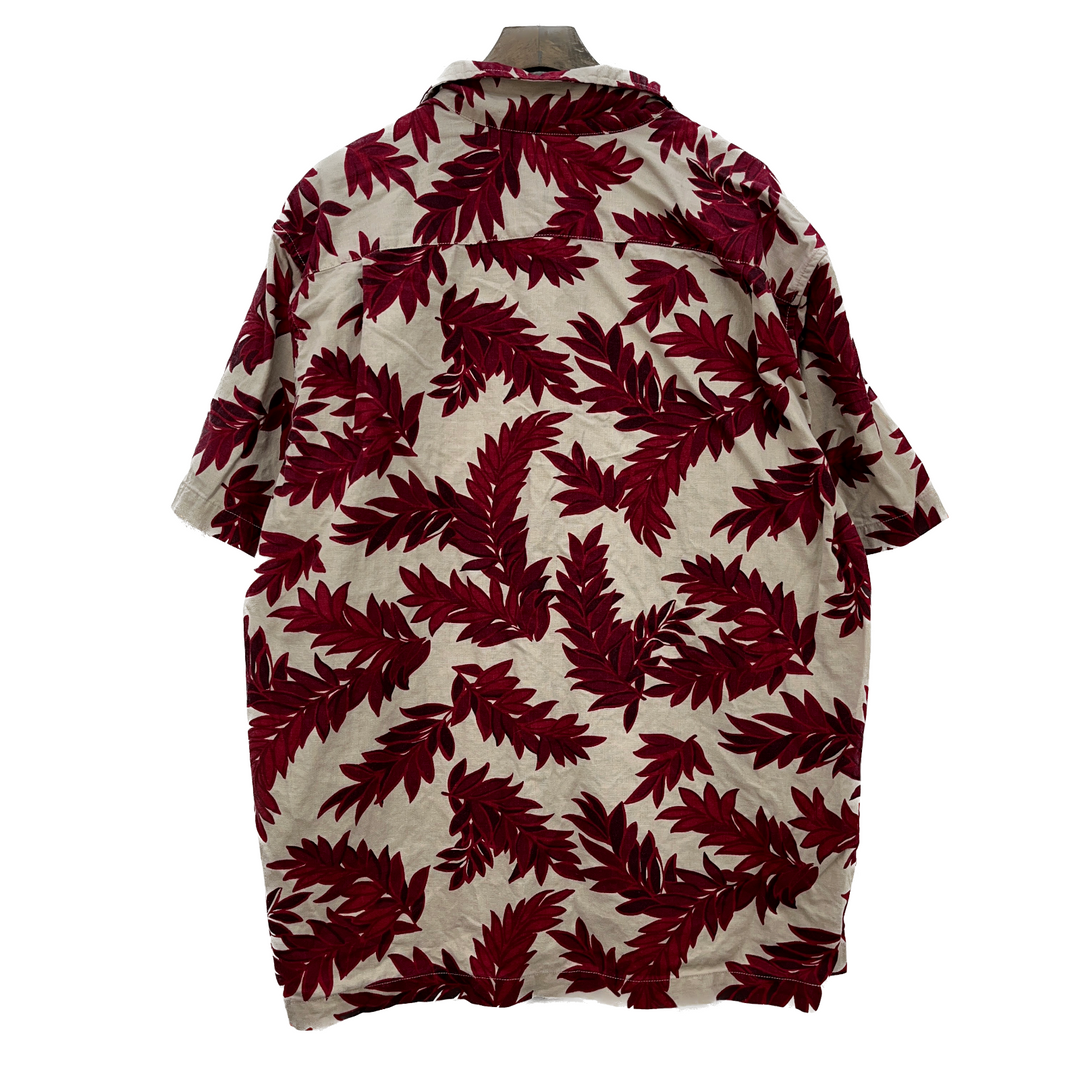 Vintage Eddie Bauer Button Up Linen Blend Floral Print Shirt Size L